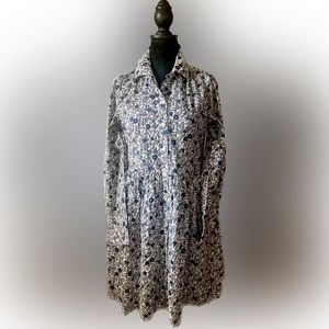 Navy Floral Collared Shirt Dress Size 2 New with Tags